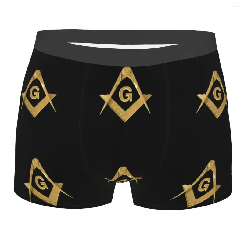 Underpants Custom Gold Freemason Logo Boxers Shorts Men's Masonic Mason Briefs Underwear Cool