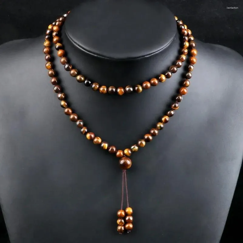 Strand 108 Natuursteen Vuur Agaat Zwarte Onyx Kralen Armband Ketting Mannen Veelkleurige Tijgeroog Vrouwen Malachiet Gebed Sieraden