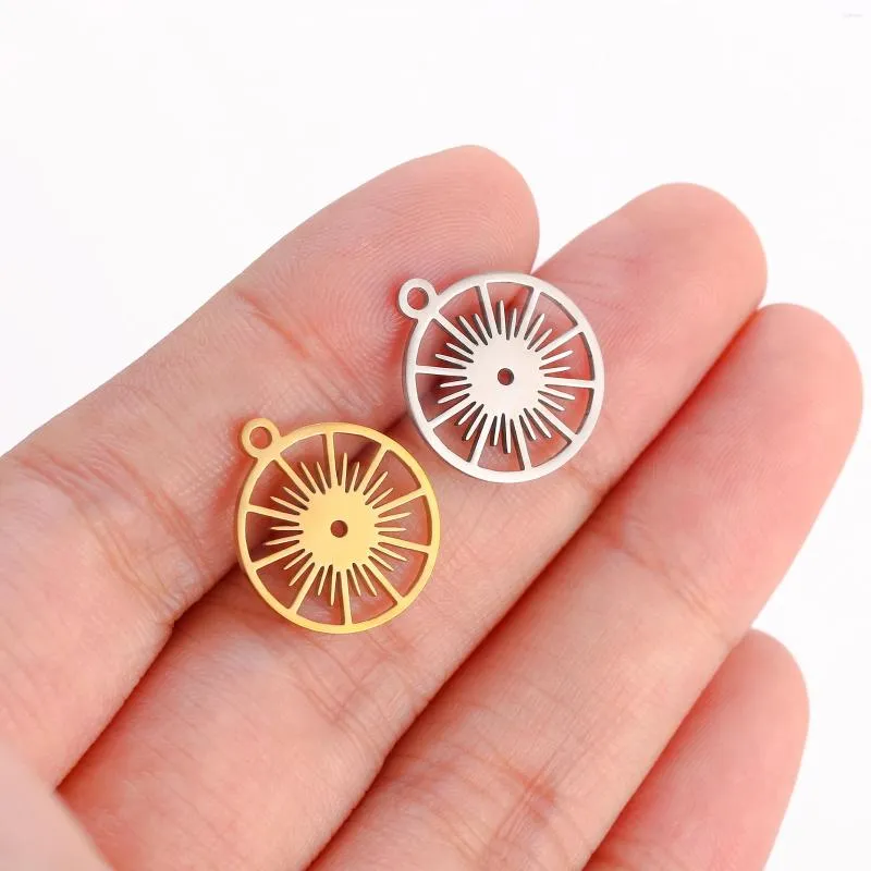 Charms 5st/Lot Wheel Gear Geometric Sun Flower Pendant Rostfritt stål Sunros Charm Diy Jewelry Making For Armband Halsband
