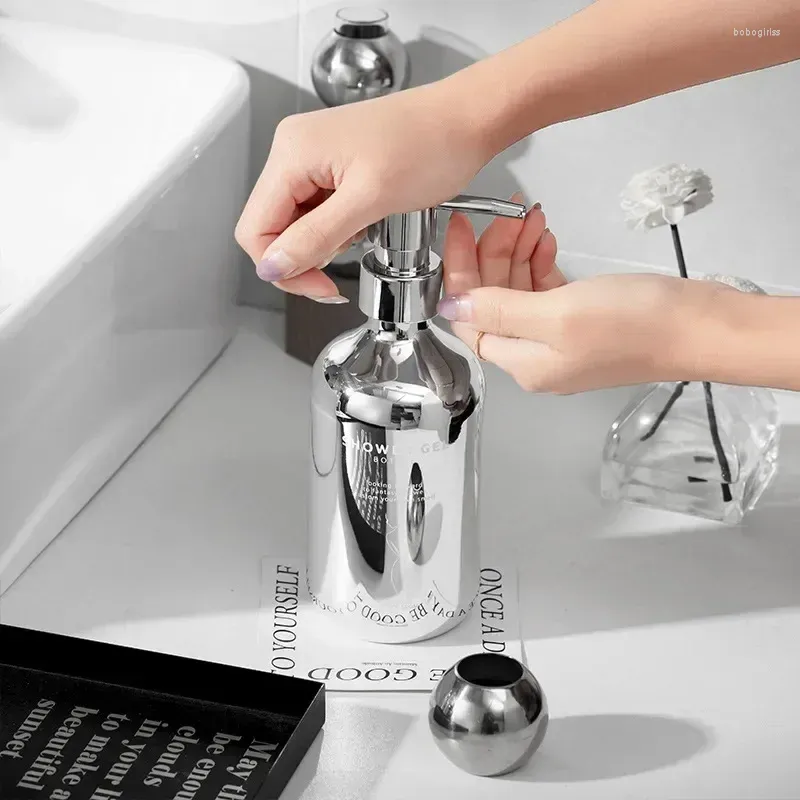Dispenser di sapone liquido vuoto balsamo da bagno placcato ricarica bottiglia da cucina argento 500 ml shampoo