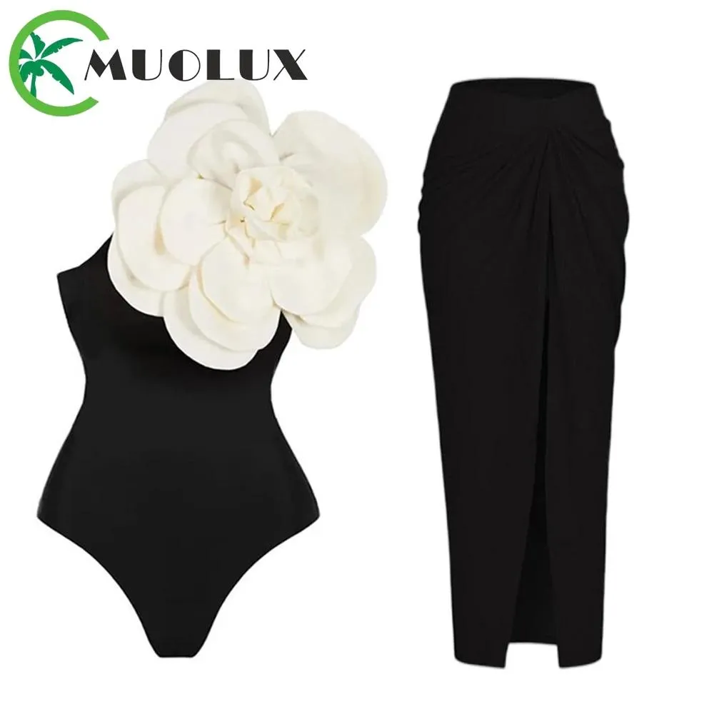 Wear Muolux 2023 Vintage 3D Fleur Maillot De Bain Une Pièce Imprimer Jupe De Bain Femmes Couvrir Maillots De Bain D'été Robe De Plage Maillot De Bain