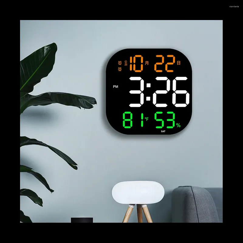 Wall Clocks 13Inch Clock Brightness Adjustable Remote Control LED Digital Electronic Dual Alarm Living Room-B