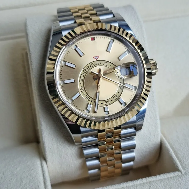 Designerskie zegarki męskie Automatyczny ruch zegarek na rękę Sapphire Sapphire Kalendarz 42 mm zegarek luksusowe ze stali nierdzewne zegarek Montre de Luxe Sky Orologio Dweller AAA