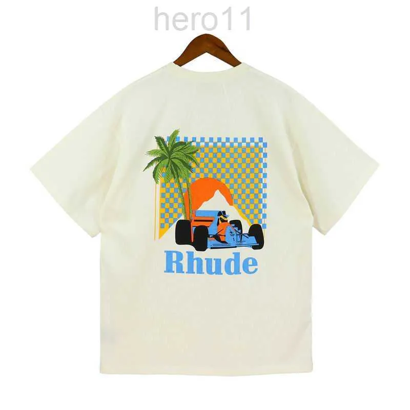 Весенне-летние футболки Rhude, мужские футболки, женские толстовки, скейтборд, мужские футболки с короткими рукавами, роскошные брендовые мужские футболки, размер США X3BN