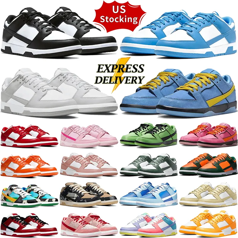 US Stocking Lows Bianco Nero Panda Designer Scarpe da corsa per uomo Donna Sneakers basse piatte Grigio Nebbia UNC Coast Triple Rosa Team Gold Argon Magazzino locale Scarpe da ginnastica da uomo