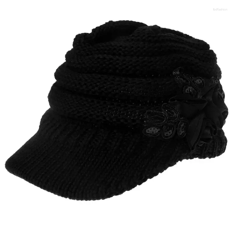 Visors mulheres senhoras tricotar chapéu de inverno crochê pico de gorro de gorro de gorro