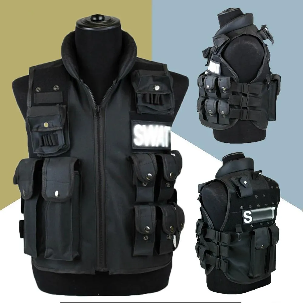Ceketler 11 cep taktik yelek erkek av yeleği açık bel yeleği askeri eğitim cs yelek swat koruyucu modüler güvenlik yeleği