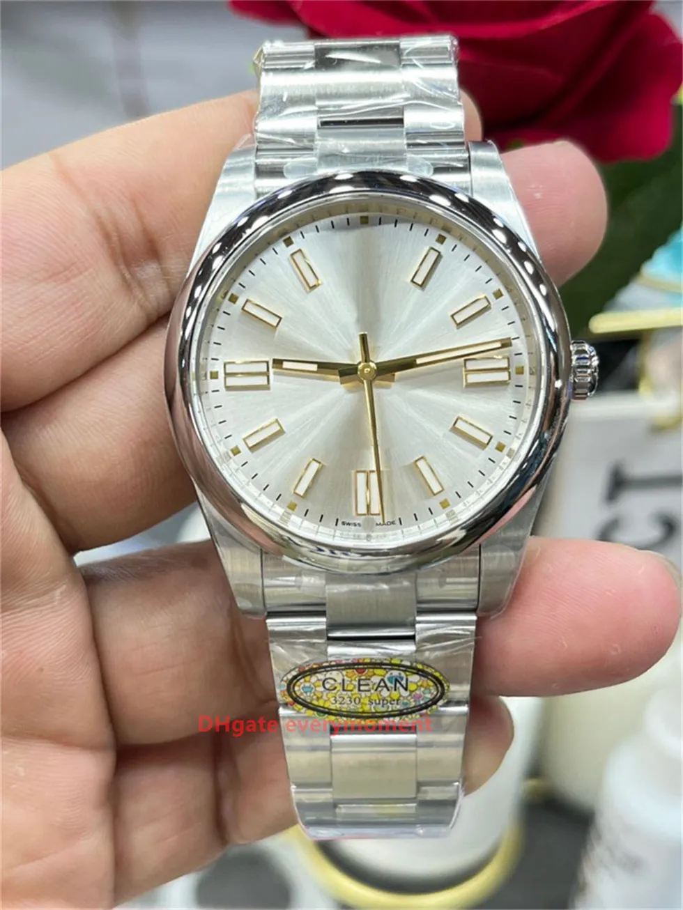 Watchs Clean Factory Men's 126300 41mm 3230 حركة ميكانيكية أوتوماتيكية الساقية الياقوت الليلي توهج سوار الفضة الجليد الأزرق وساعات المعصم المقاومة للماء العميقة-91