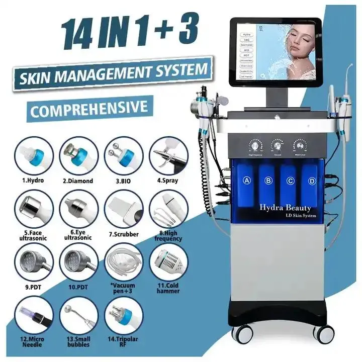 Novo produto 14 em 1 máquina de microdermoabrasão de cristal hydra máquina de limpeza profunda facial dispositivo de microdermoabrasão hydra