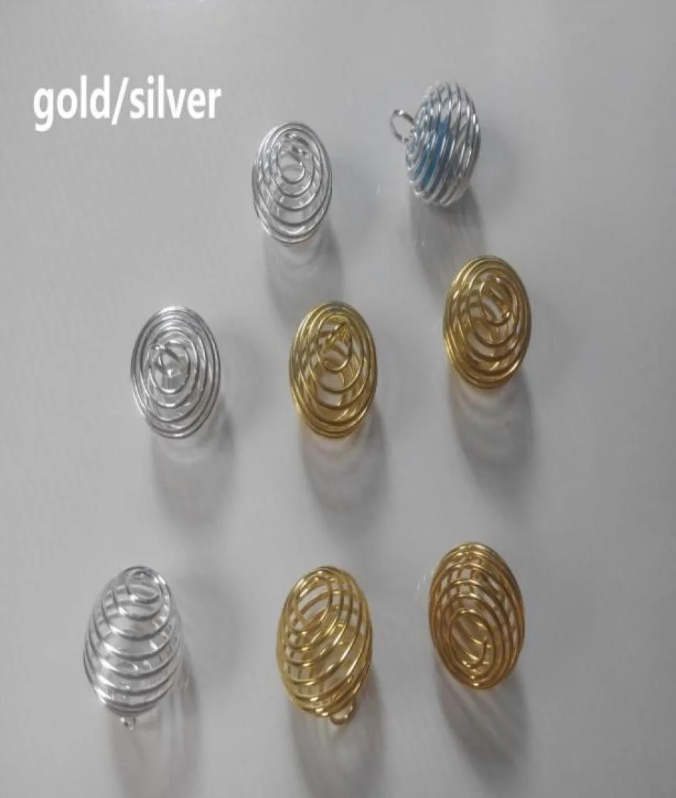 Intero 500 pezzi placcati argento oro lanterna primavera spirale perline gabbie pendenti per ragazza collana fai da te accessori per la creazione di gioielli9983734
