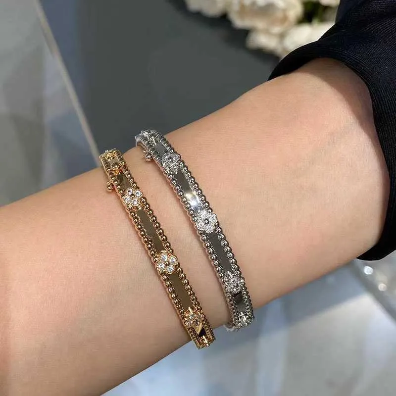 Ontwerper sieraden luxe armband VCF Caleidoscoop 18k gouden Van Clover armband met fonkelende kristallen en diamanten perfect cadeau voor vrouwen meisjes MR01