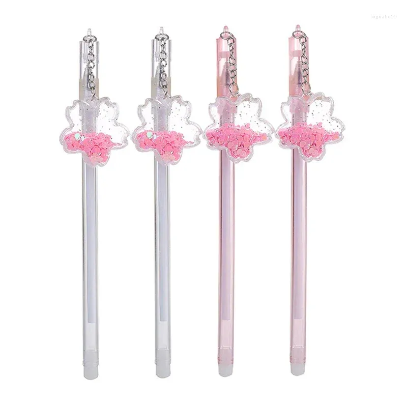 Cherry Blossom Pendant Gel Pens Cute Sequins 0.5mm Needle Japanese Stationery Students Writing Tool School Office Supplies