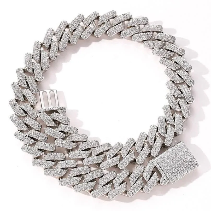 Ketten 20mm große schwere solide kubanische Gliederkette Hip Hop CZ Stein gepflastert Bling Iced Out Square Curb Chokers Halsketten für Männer Rapper Je2439