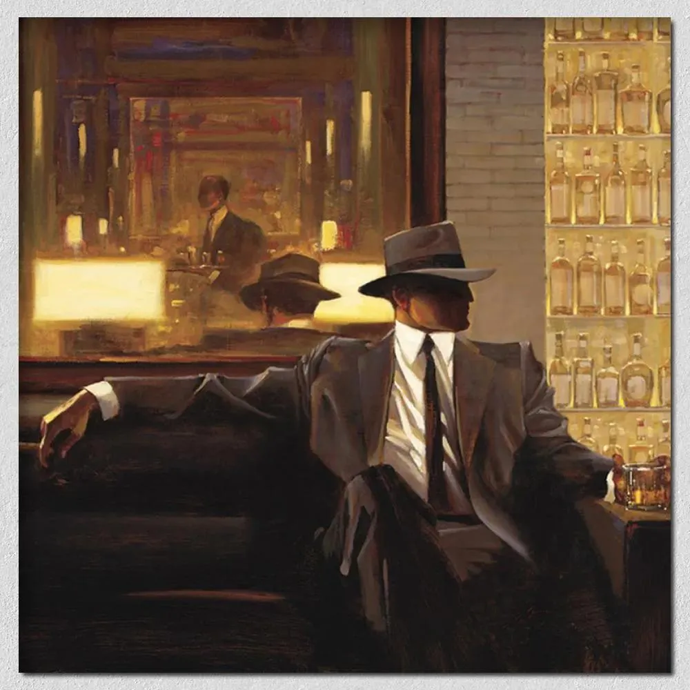 Obrazy Współczesne obrazy sztuki autorstwa Brent Lynch Amber Glow Man Ręcznie malowany olej na płótnie dzieła sztuki do baru pub wysokiej jakości