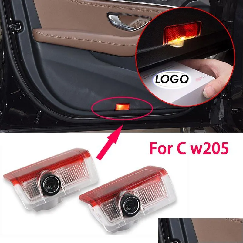 Lumières décoratives LED Projecteur de lumière de porte de voiture Logo Bienvenue pour W205 W176 W177 V177 W247 Drop Delivery Mobiles Motos Éclairage Dh2Ki