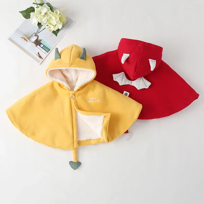 Jackor Baby Boy Girl Windproect Cloak Thicked Winter Toddle Child Cartoon Plush Warmth Jacket Red Christmas Kar Cape Clothes1-4y