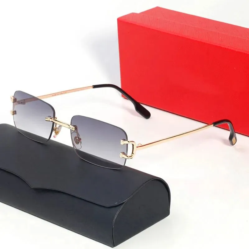 Carti Designer Galsses Sunglasses Mens Luxury Women C Decor Eyeglasses Frame Temples Metal Frameless Rectangular Sunshade Eyewear Optical So