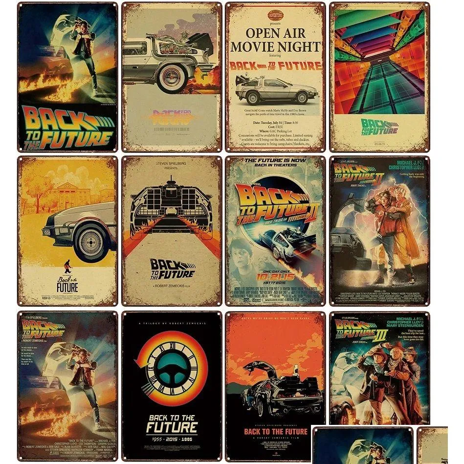 Pintura de metal famoso filme de ficção sinal de lata clássico placa de ferro retro poster bar quarto adesivo de parede placas de arte sinais personalizados 3 dhozf