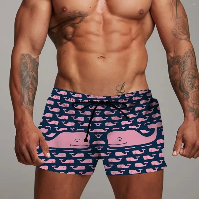 Herr shorts män hawaiian badstammar 3d tryckta mesh strand pantalones cortos sommar fitness sportbyxor lösa hemkläder botten