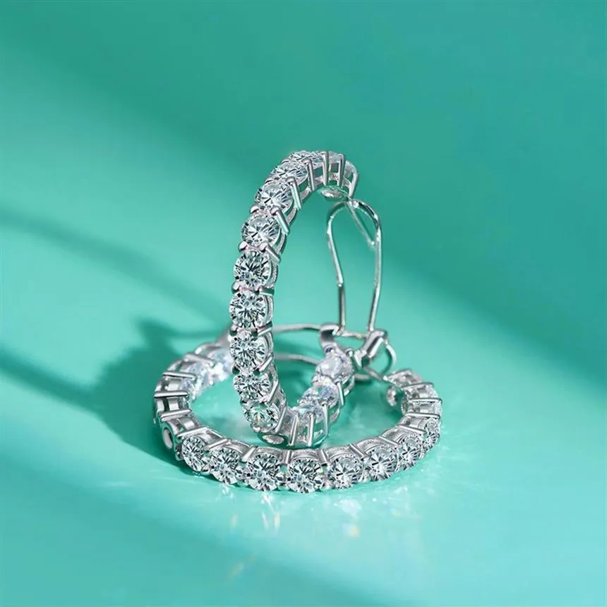 Choucong marca orelha manguito luxo 100% 925 prata esterlina moissanite pedra preciosa hoop brincos casamento noivado jóias finas gif213f