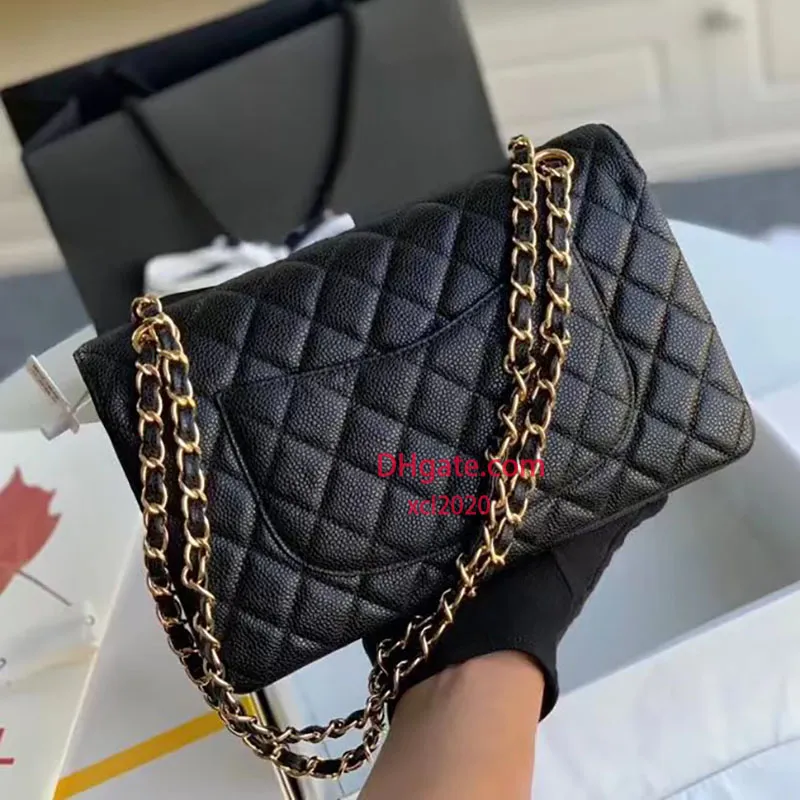 10A highest quality Luxury goods shoulder bag designer bags 25.5cm woman caviar leather lambskin cross body bag fashion High End chain bagss lady