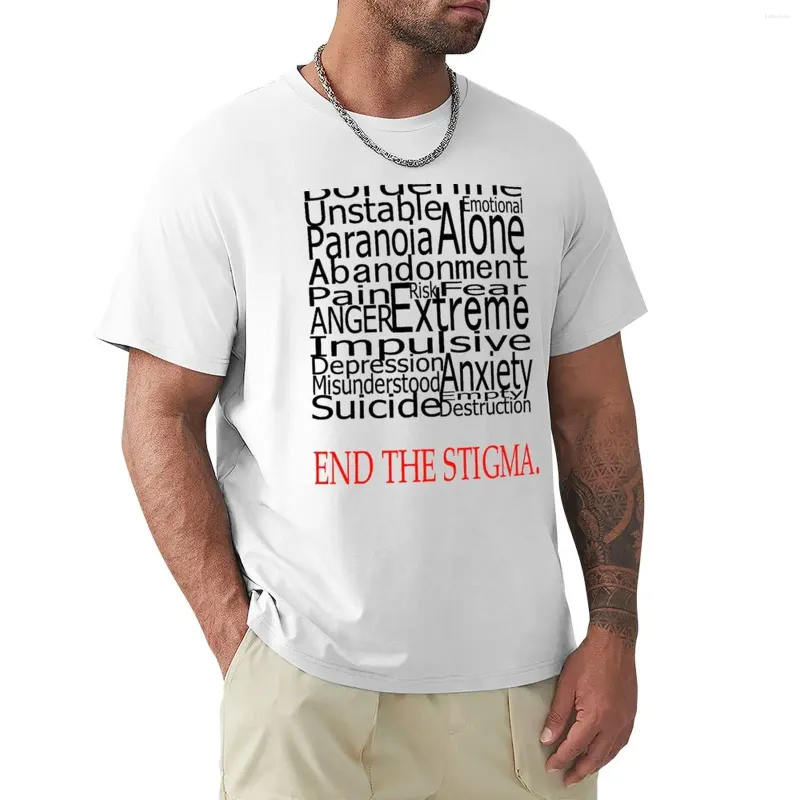 남성용 T 셔츠 끝 낙인 - 경계선 성격 장애 티셔츠 애니메이션 여름 상단 짧은 슬리브 대형 셔츠 남자