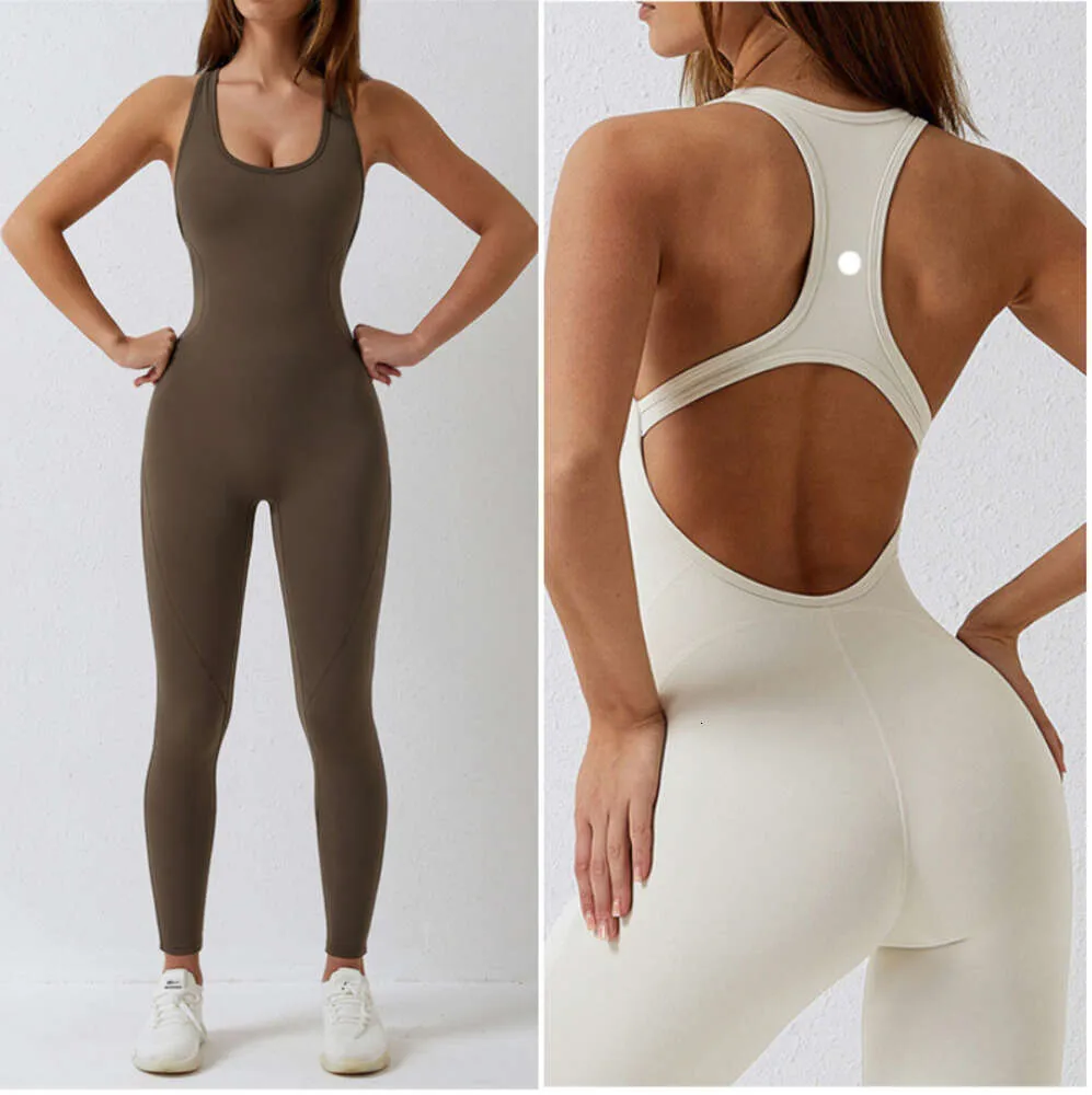 LL-8065 Macacões femininos roupas de yoga sem mangas close-fitting dança macacão de uma peça calças compridas secagem rápida respirável54436