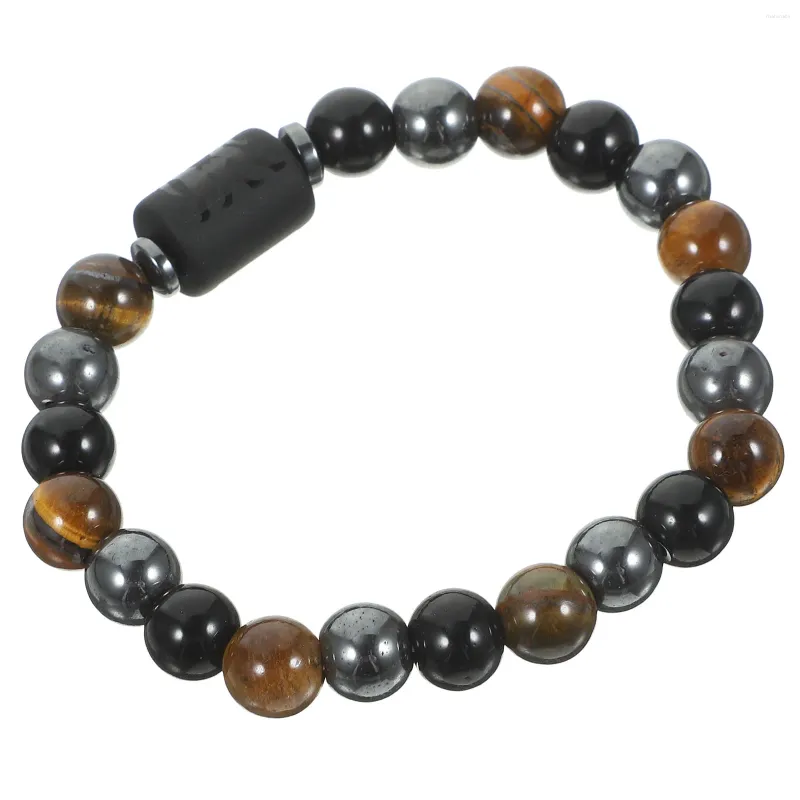 Bracelets de charme Perles noires Triple Pierre Bracelet Unisexe Bijoux Bracelet Perlé Pour Hommes Femme Homme