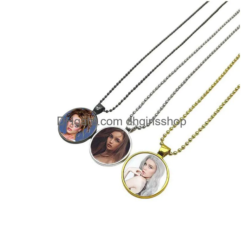 Pendant Necklaces Heat Transfer Necklace Sublimation Blank Metal Round Fashion Jewelry Accessories Creative Gift Drop Delivery Pendan Dh1Ff