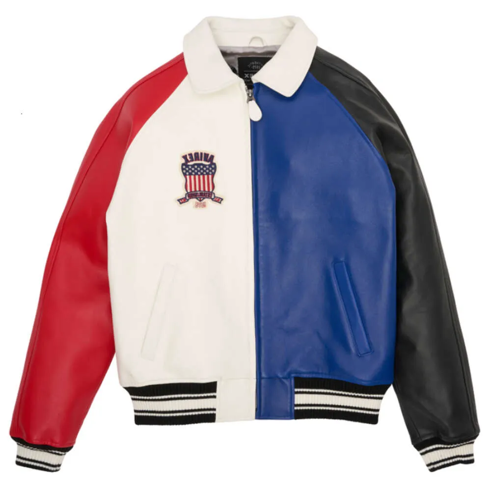 LIMITED EDITION Military Bomber Jackets New Color Blocked Design AVIREX Lapel Sheepsk Wholesale