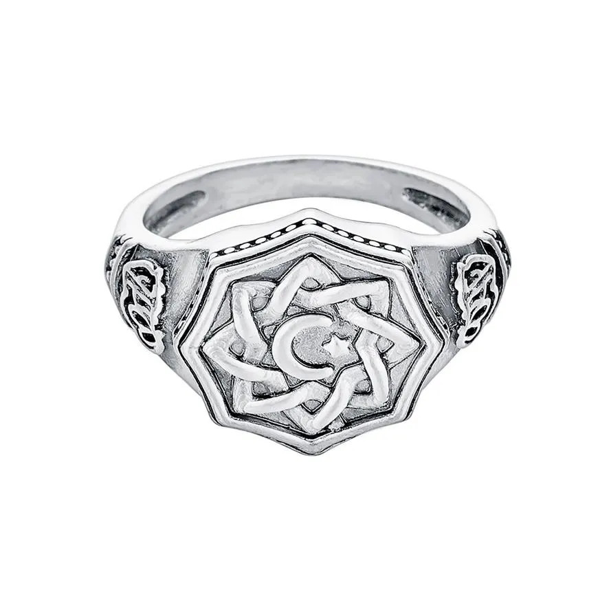 Vintage Crescent Star Signet Ring for Men Muslim Religious Arabic Antique Ring1657