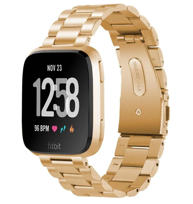 Pasmo zegarkowe ze stali nierdzewnej dla Fitbit Versa 4 3Sense Smart Watch Pasppass 3 BEAD BEAD Wymiana Versa4 Versa34797954