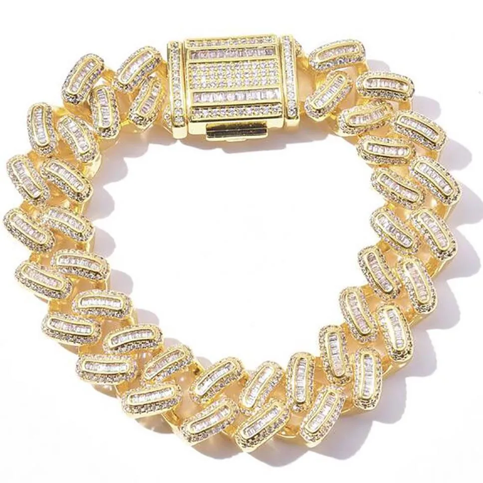 Mise Iced Miami Cuban Link Bransoletka 14K Gold Solid Diamonds 15 mm Bracelets Bracelets Cubic Zirconia Jewelry274y