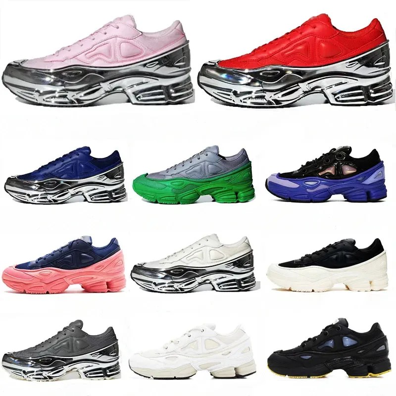 Raf Simon Ozweego Freizeitschuhe Clunky Metallic Silver Originals Shock Roller Männer Frauen klassische Sneakers Schwarz Blau Rosa Rot Dorky Trainer Outdoor