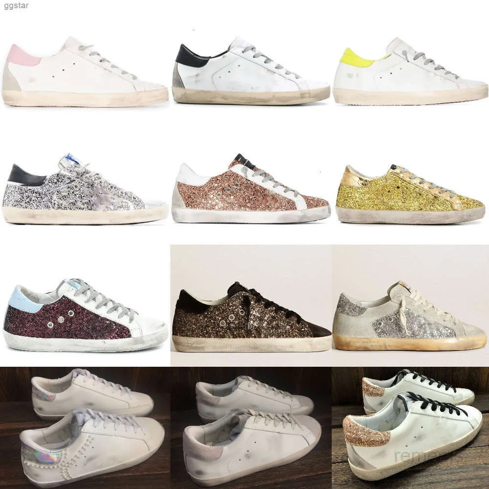 Mens Star Gold 2023 Casual schoenen Super Goldens Sneakers Designer Pink Brown Sier Glitter Deluxe Men Women Wit Do Old Dirty Trainers S Goldenitys Gooseliness