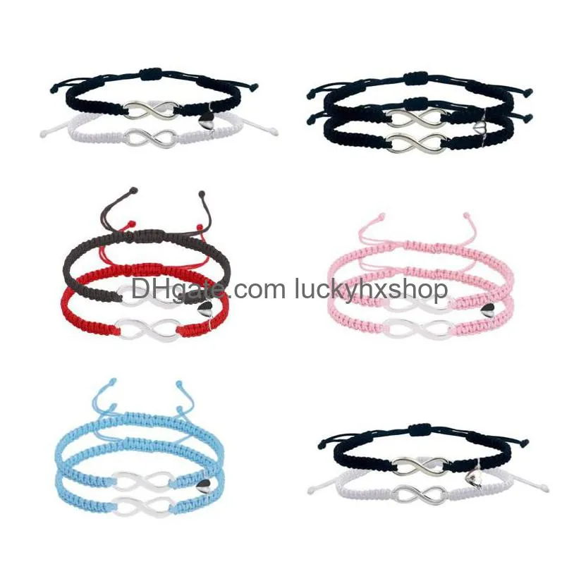 Charme Pulseiras Infinity Lucky Pulseira Trançada Ajustável Dois Pacotes Amor Magnético Casal Gota Entrega Jóias Dhclf