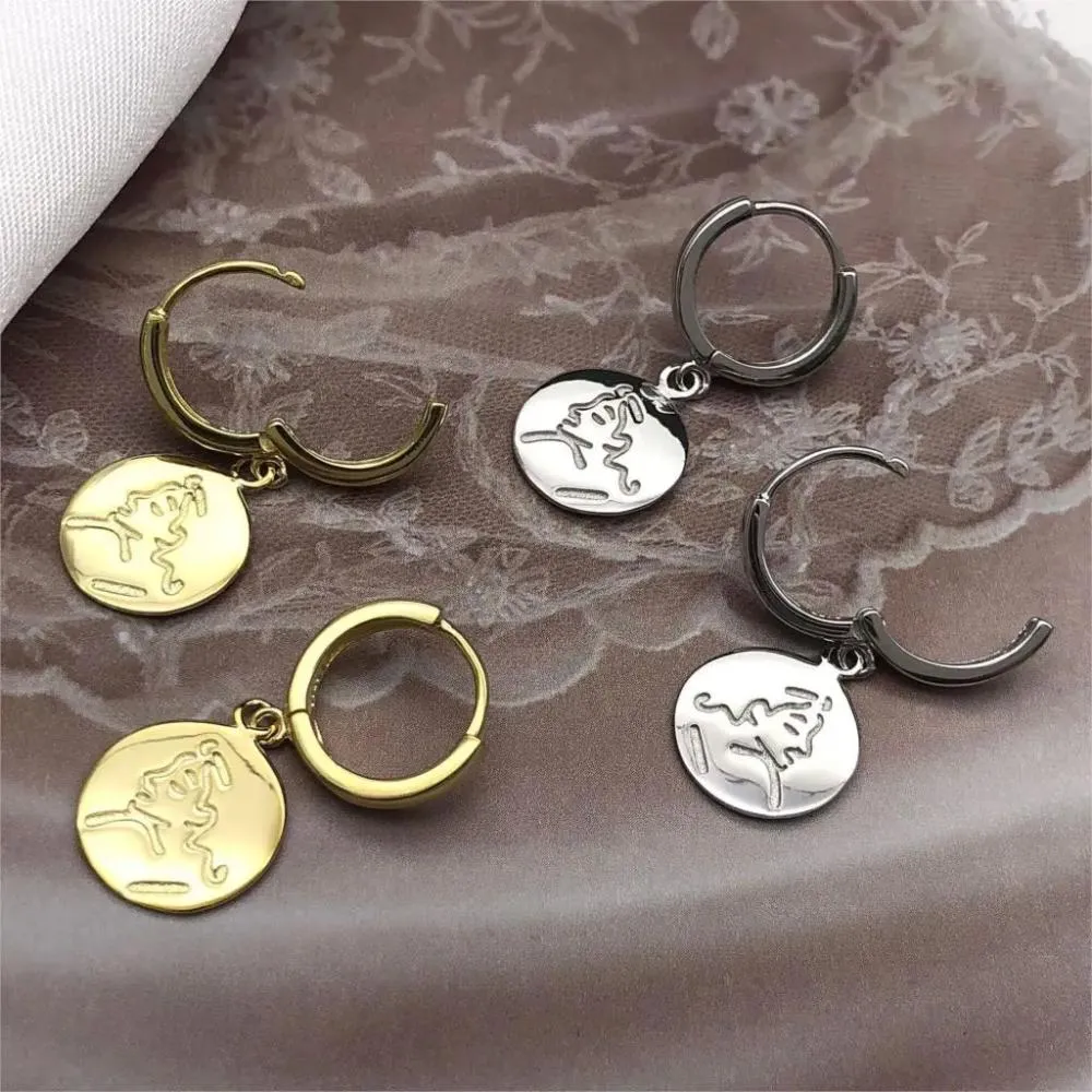 portrait coin hoop earrings 100% 925 Sterling silver Jewelry fashion Hypoallergenic hoop earrings for women gift shining earring
