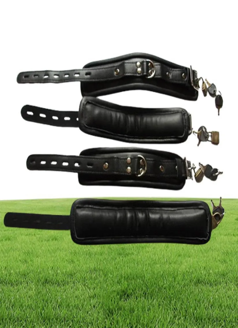 Whole QUALITY LEATHER BONDAGE WRIST ANKLE CUFF RESTRAINTS HANDCUFF ANKLECUFF9371148