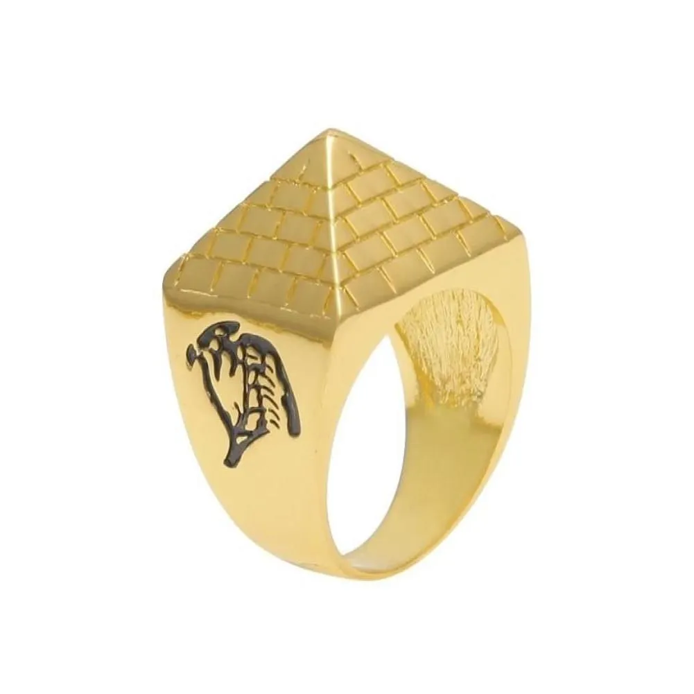 Band Rings Mens Hip Hop Gold Ring Jewelry Fashion Egypt Pyramid Punk Retro Alloy Metal Rings5578688 Drop Delivery Dhjta