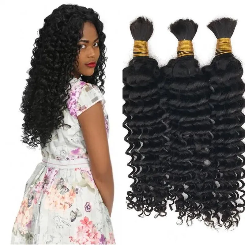 Bulks Braiding Hair Bulks Deep Wave Mongolian Hair Extensions in Bulk for Braiding 10A Human Hair FDSHINE