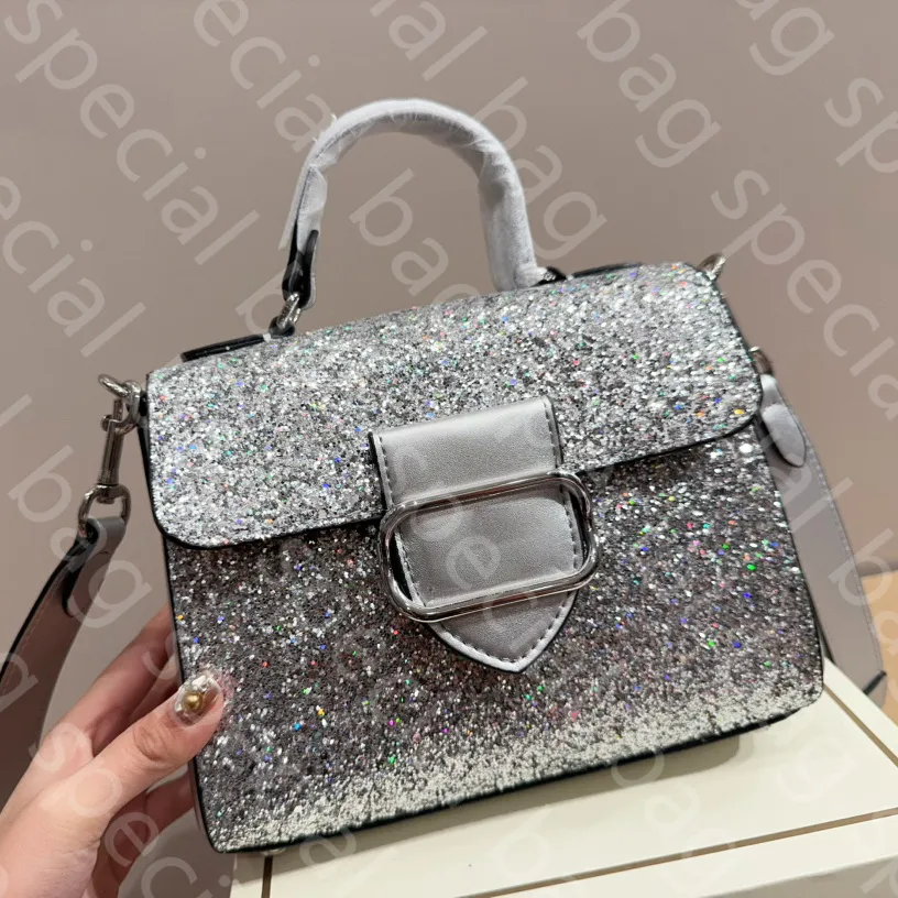 Högkvalitativ modetrend Sequin Glitter Mini Messenger Bag Strap Designer Luxury Small Square Bag Crossbody Designer Bag Woman Handbag Fashion Axel Bag