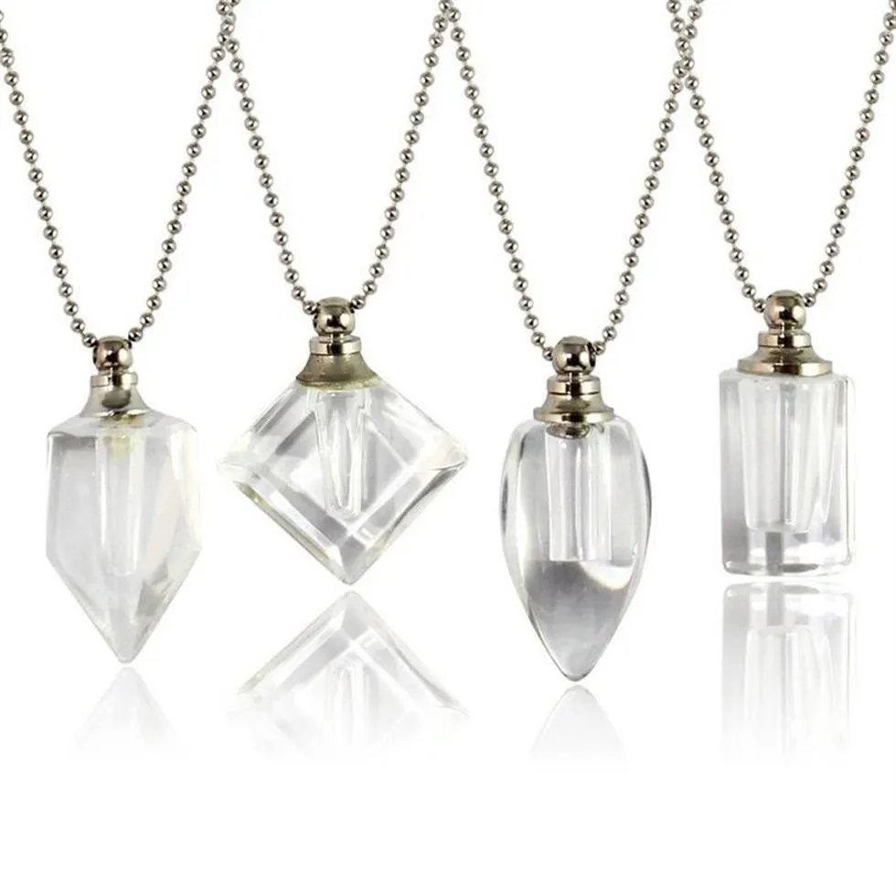 Pendant Necklaces 2PCS Clear Crystal Vials Urn Jewelry Cremation Necklace For Ashes2657