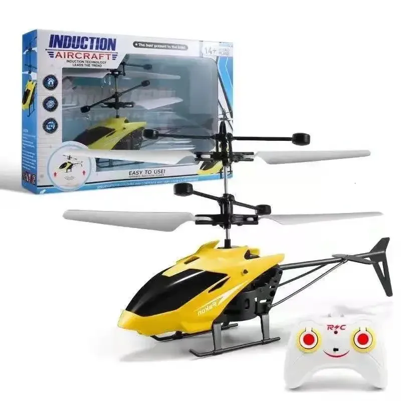 Drone telecomandato elicottero giocattolo RC aereo induzione in bilico controllo di carica USB Drone aereo per bambini giocattoli volo indoor 231230