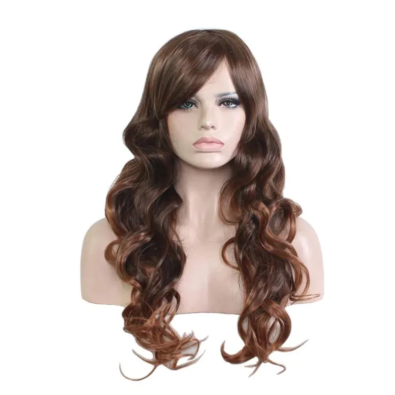 Wigs Woodfestival Fashion Womens Daily Wear Wig Manique Bangs Brown Mixed Color Haintetic Hair Complay Cosplay Cosplay Cosplay Wig 6