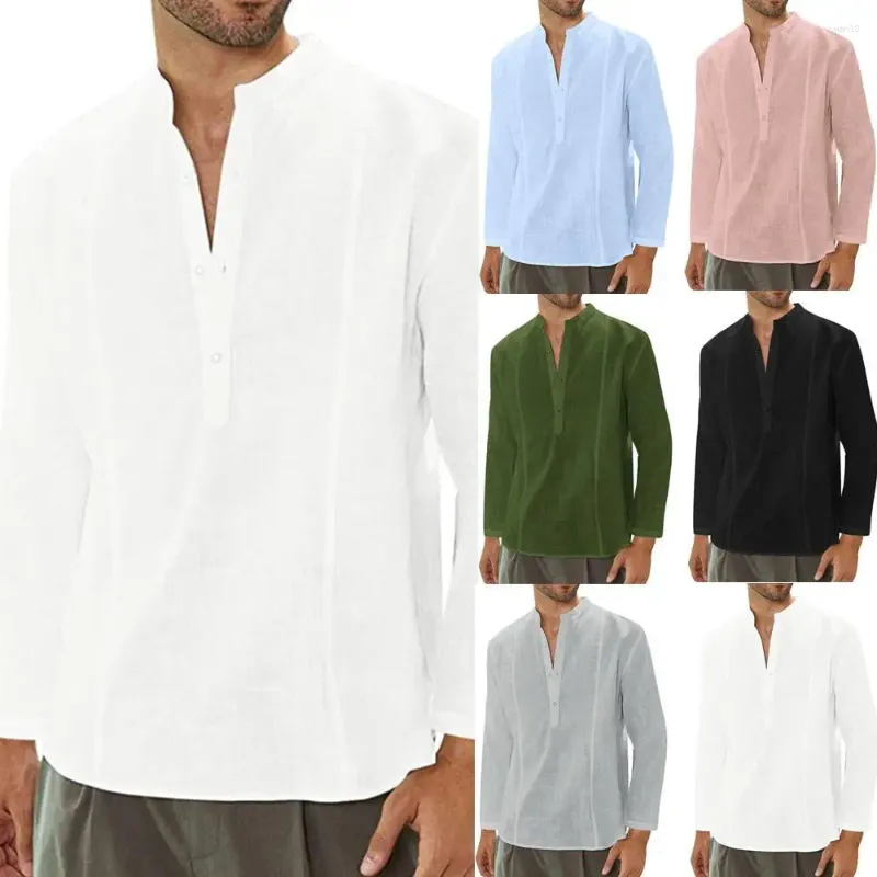 Camicie casual da uomo Primavera/Estate 2023 Prodotto in vendita per un abbigliamento a maniche lunghe in lino comodo e traspirante