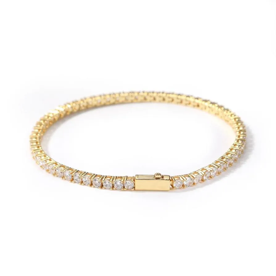 Золотой браслет-цепочка Iced Out для мужчин, хип-хоп, бриллиантовые теннисные украшения, однорядные браслеты со стразами, 4 мм194L