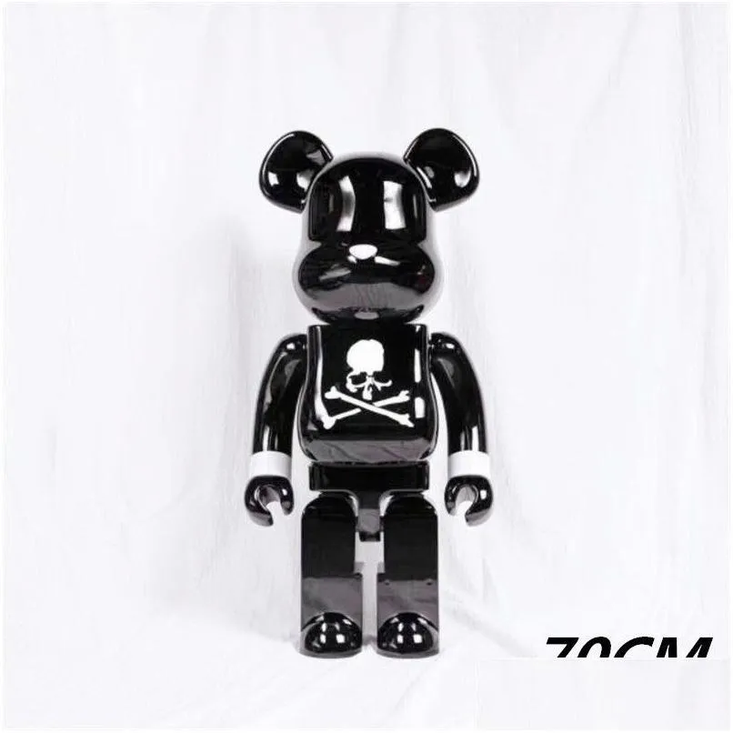 Jogos de filmes 1000% 70cm Bearbrick Evade Glue Skl Branco e Preto Urso Figuras Brinquedo para Colecionadores Berbrick Art Work Modelo Decorações Ki Dh1Kc