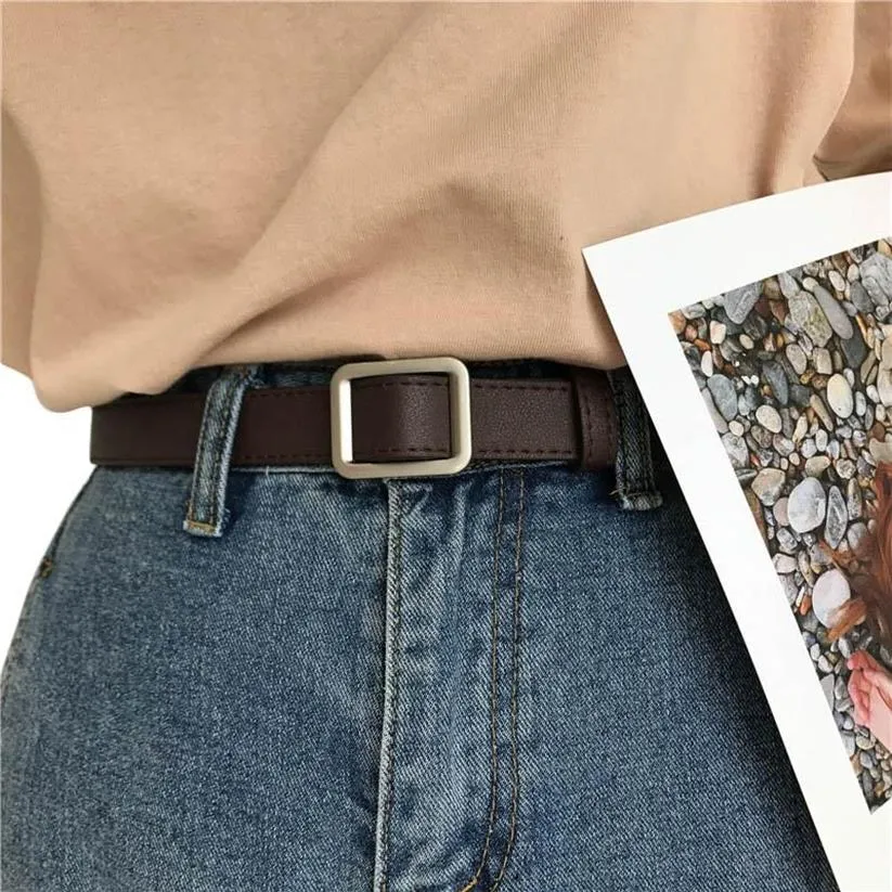 Cinturão de couro feminino imitação de couro cinto de couro vintage Correias de moda de cor de café Y303G