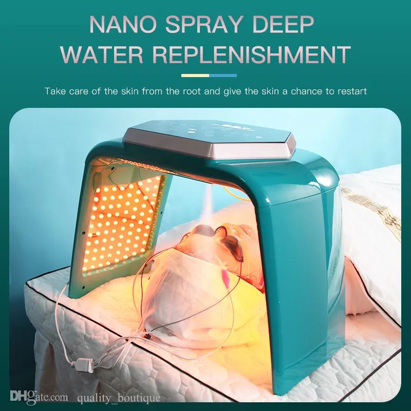 UV LED 7 Färg hudföryngring Instrument EMS Mikroelektronisk massage Nano Spray Fuktande hudvård Multifunktionell PDT -skönhetsenhet