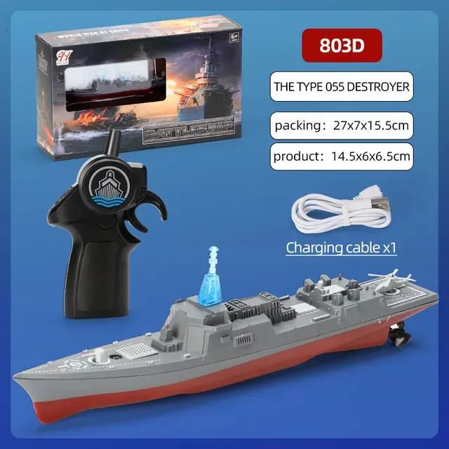 Télécommande Bateau Jouet Porte-avions Navire de guerre Modèle de bateau imperméable à l'eau Hors-bord Jouets pour | FR